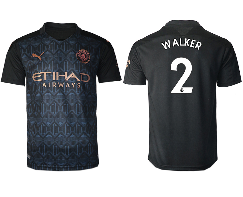 Men 2020-2021 club Manchester City away aaa version #2 black Soccer Jerseys